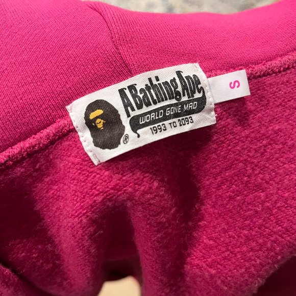 Bape A Bathing Ape Sports Pink Shark Hoodie two side zippers size Small - Picture 9 of 12